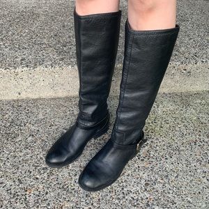 Black leather riding boots
